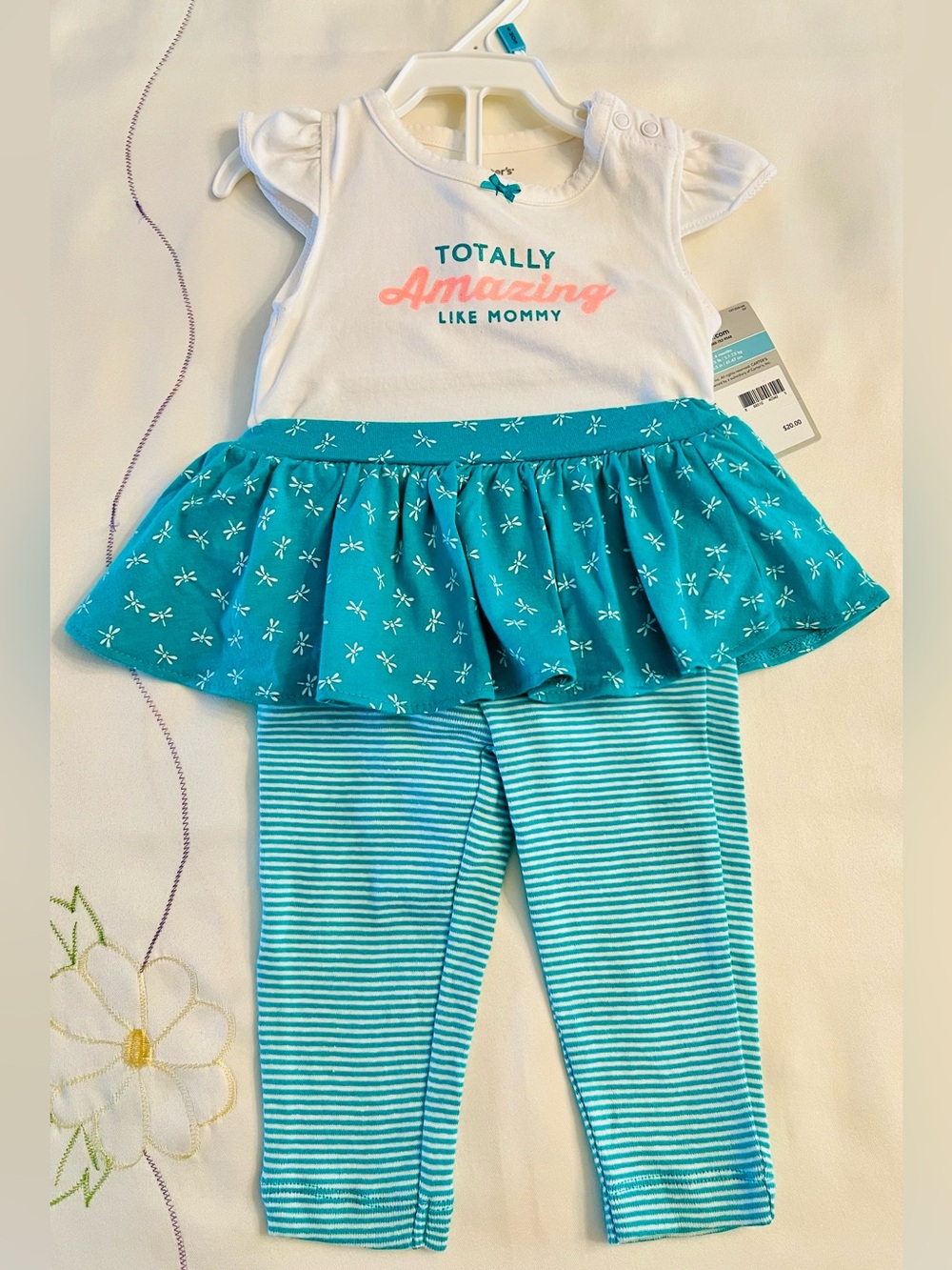 Carter's White and Teal 'Totally Amazing Like Mommy' Two-Piece Outfit